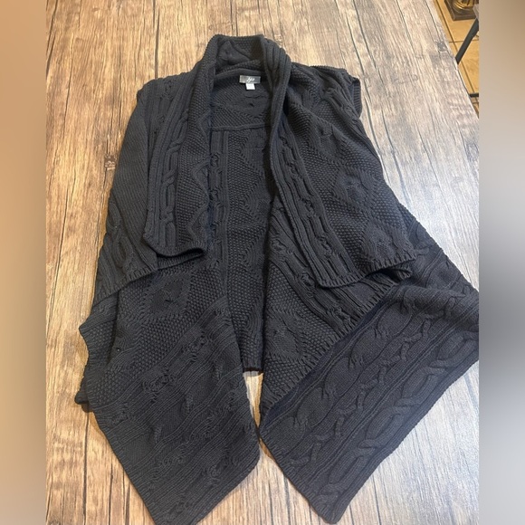 J. Jill Black open front cable knit Waterfall sweater vest Size Medium Chunky - Picture 1 of 5